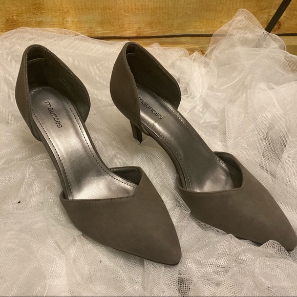 Maurices Shoes - Maurices Grey Faux Suede Pointed Toe Stilettos 10